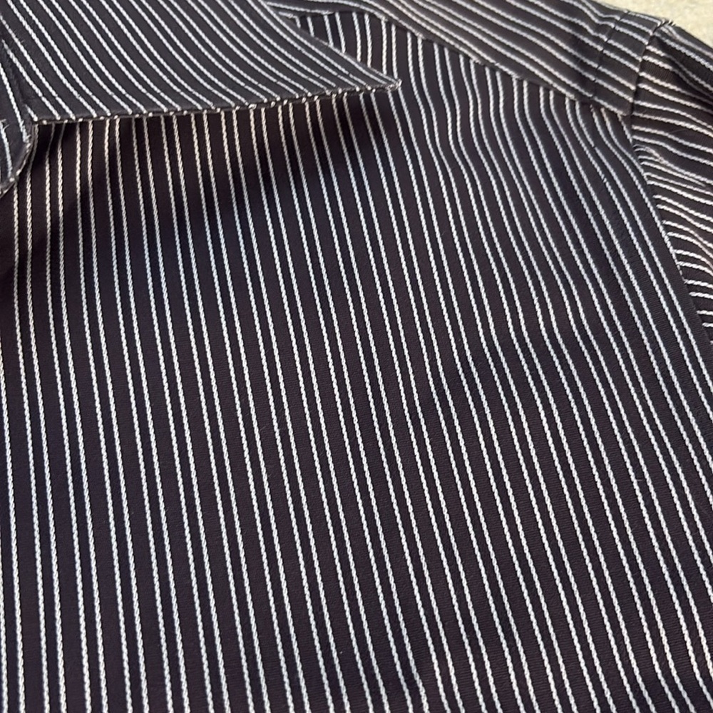 Murano Men's Striped Button Down Shirt - Blue, Red, Black - Picture 5 of 15